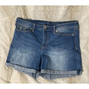 Seven 7 Jeans Women's Blue Distressed Cuffed Shorts w/Contrast Stitch - SZ 14